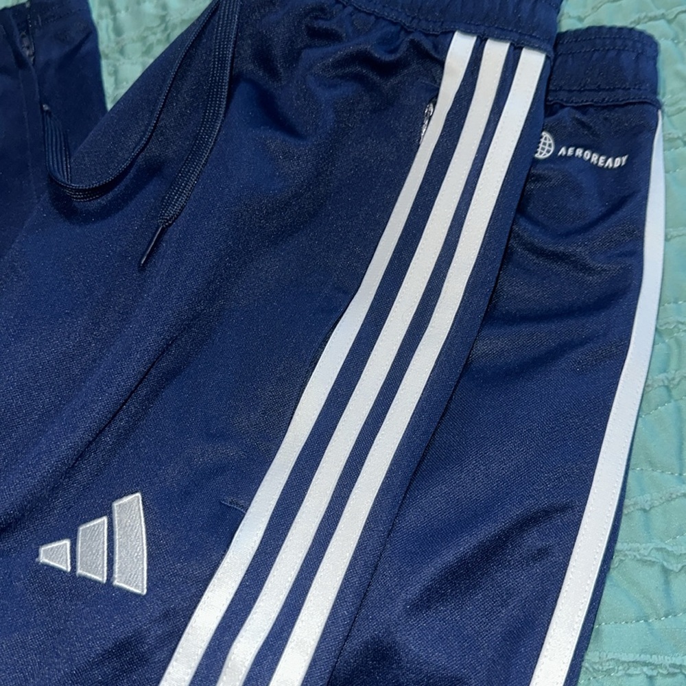 Adidas Blue and White Joggers with Iconic Stripes
 sz Med Tall NWOT soccer track - Picture 2 of 5